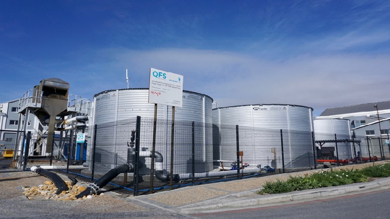 The desalination plant on the Waterfront is not operating and the company that runs it is in a legal dispute with the City of Cape Town. Photo: Kristine Liao