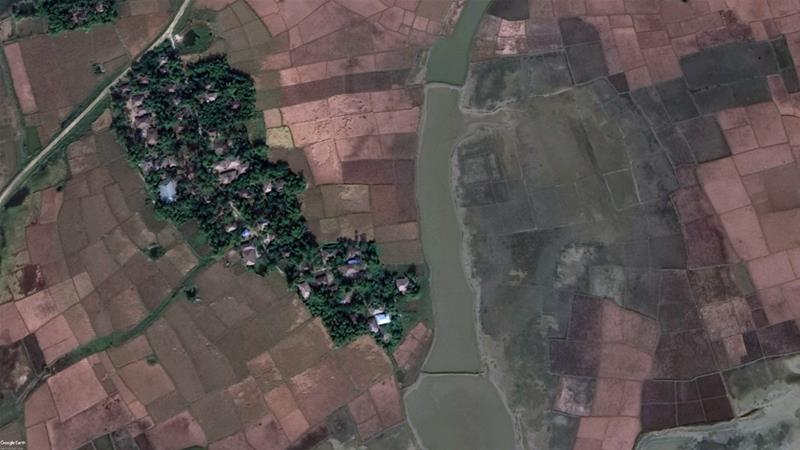 Satellite images of Maw village in Rakhine State show razed buildings [nternational Cyber Policy Centre, ASPI]
